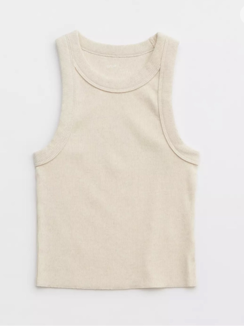 aerie Cream Ribbed Tank — Stretch Knit Tank Top